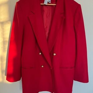 Elegant Red Blazer with Gold Accents